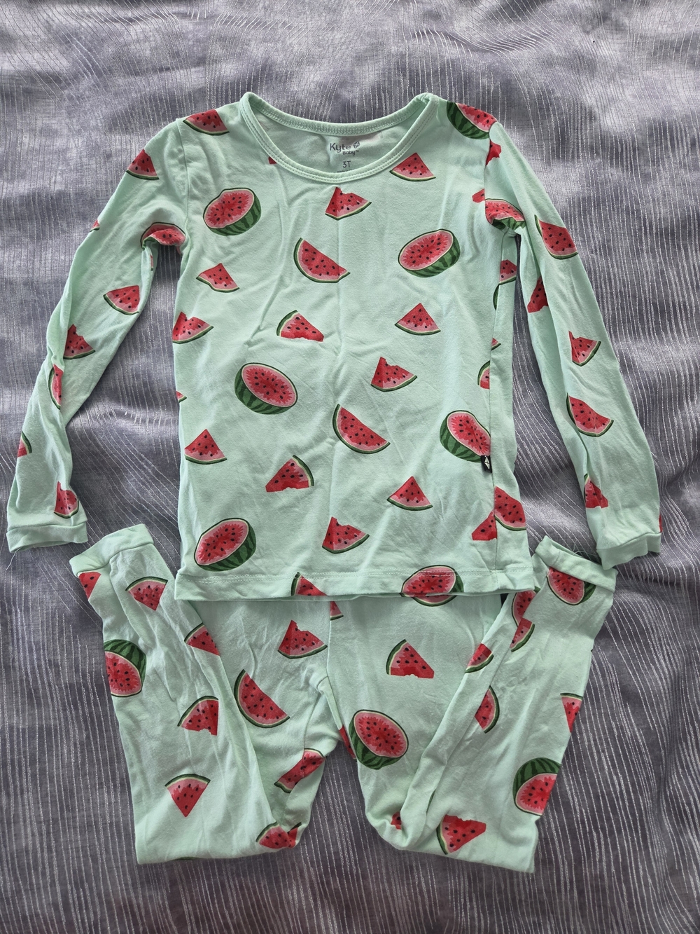 Kyte BABY Bamboo Mint Green Watermelon Print Pajama Set